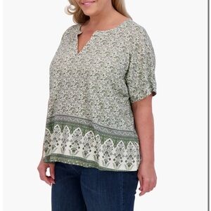 Lucky Brand Persian Carpet Print Short Sleeve Top-NWOT-size 3X